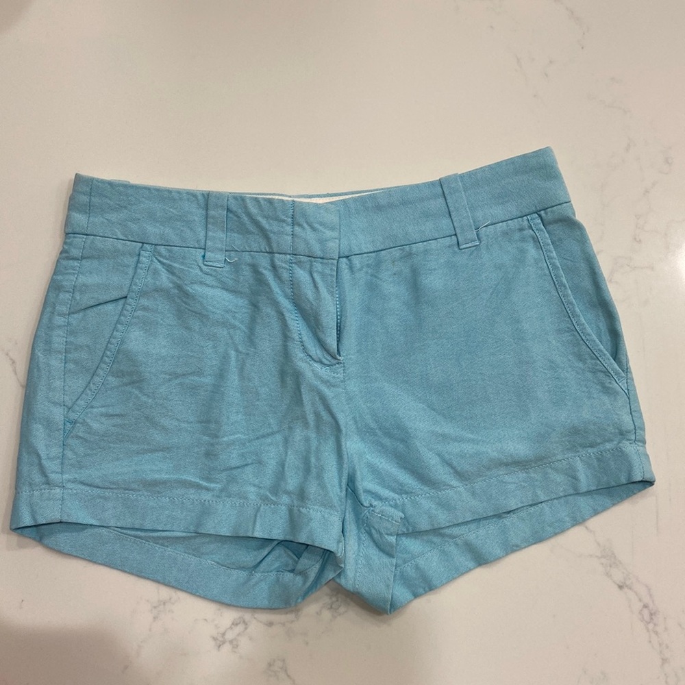 J Crew womens 3” blue chino shorts